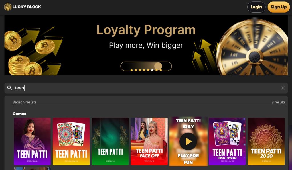 Lucky Block Crypto Casino India