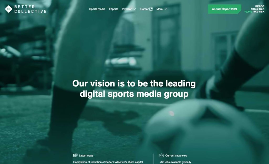 Better Collective homepage