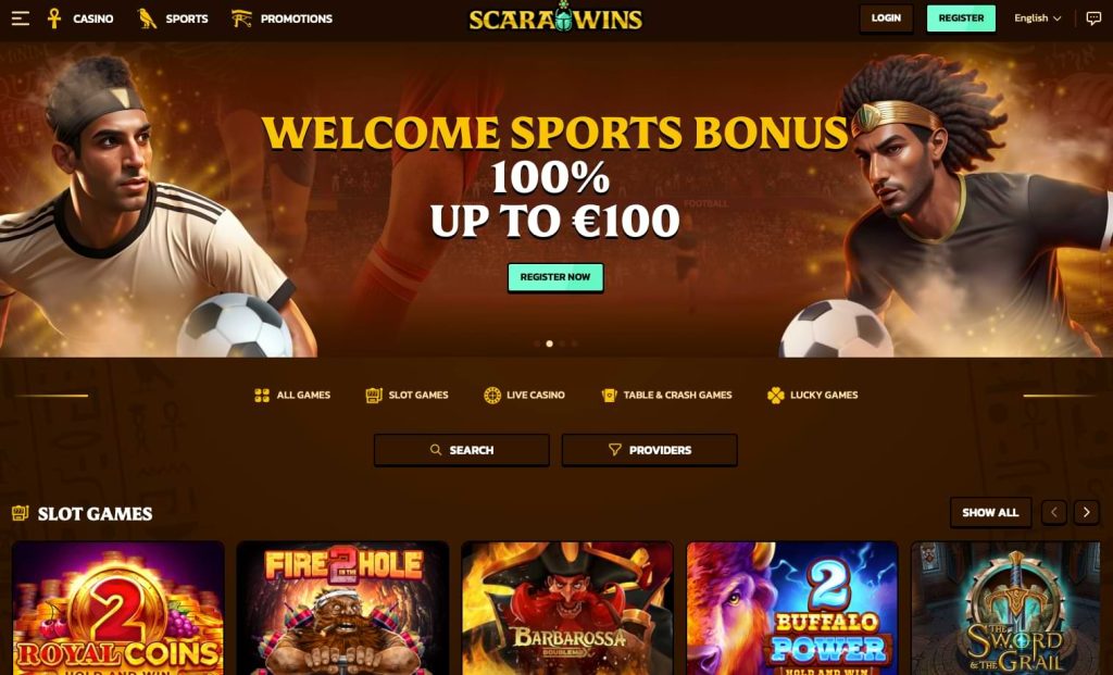 Scarawins casino homepage