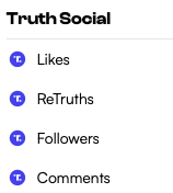 Buy Truth Social likes, ReTruths, followers and commens