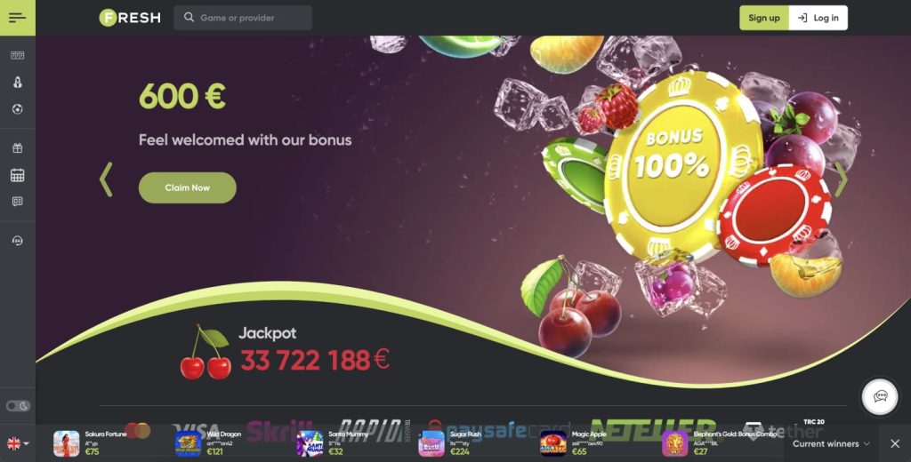 Fresh Casino homepage