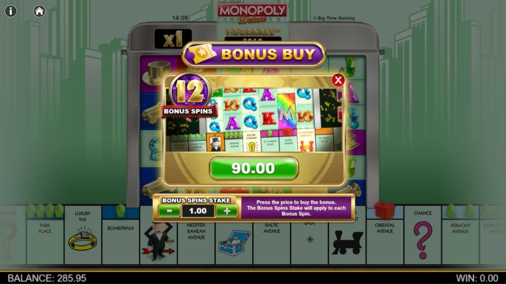 Monopoly Deluxe Big Time Gaming Bonus Buy