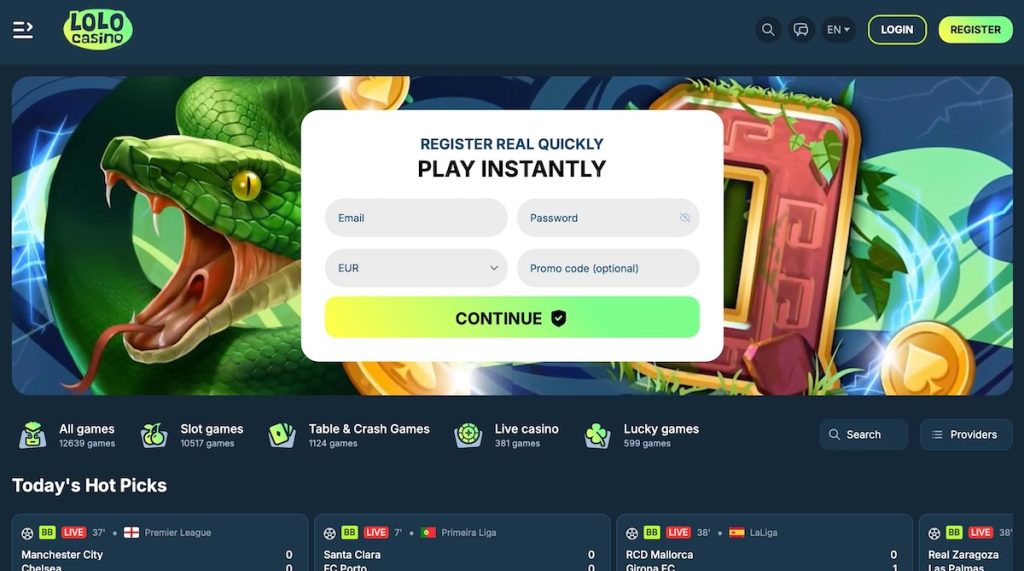 Lolo Casino homepage